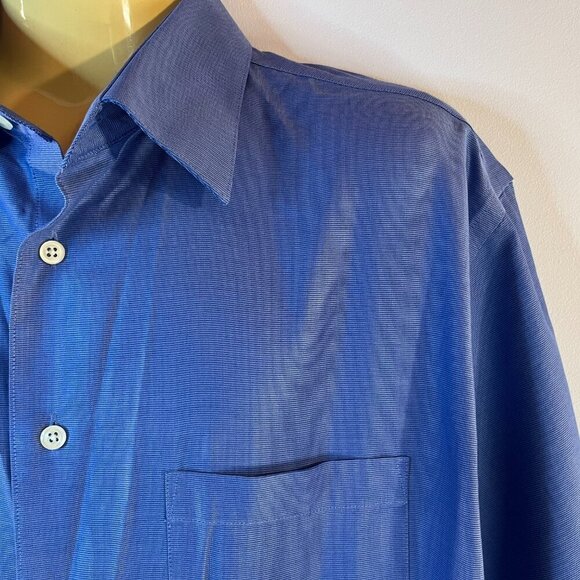 Pronto Uomo Men's Medium Blue Dress Shirt - Size 16.5 36-37 Tall - Picture 2 of 6
